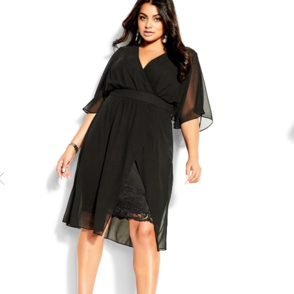 NWT City Chic Plus Size Love Affair Dress Black Size 14